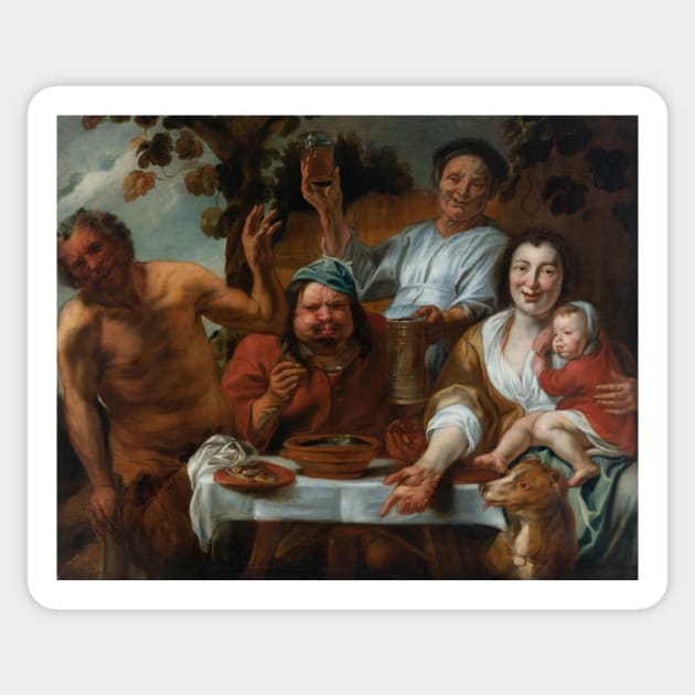 Le Satyre et le Paysan by Workshop of Jacob Jordaens Sticker by Classic Art Stall